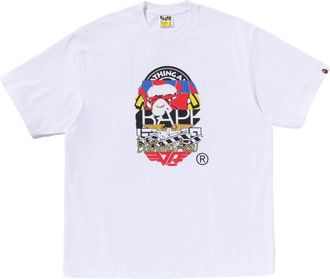 A Bathing Ape Multi Logo Ape Head Relaxed Fit T-Shirt White 1L30-110-332-WHT