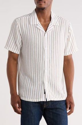 Frye Yarn Dyed Stripe Camp Shirt in White/Tan at Nordstrom Rack, Size X-Large