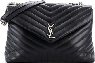 Saint Laurent Loulou Matelasse Chevron Leather Large shoulder bag - Zwart