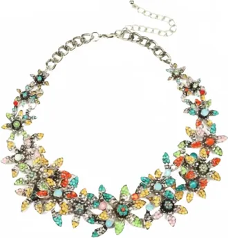 Eye Candy Los Angeles Summer Bloom Crystal Statement Necklace In Multi