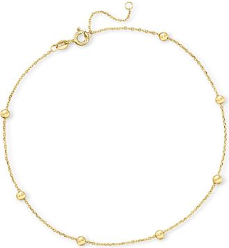 Canaria Canaria Italian 3mm 10kt Yellow Gold Bead Station Anklet