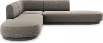 BLOOMINGLOFT Modernes 5-Sitzer Design Ecksofa mit Ottomane Miley - Chenille Grau