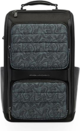 Piquadro Leren & Waterafstotende Laptoprugzak 14 - Heren - Rugzakken - Blauw - ONE Size - Katoen - Tassen