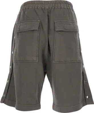 Rick Owens Mens Shorts Grey Elastic Waist Cotton