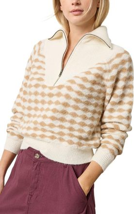 Lilla P Mixed Stitch Alpaca & Wool-Blend Half Zip Pullover