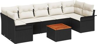 vidaXL Vidaxl - Garden Sofa Set with Cushion 8 pcs Black, Cream 55 x 55 x 37 cm