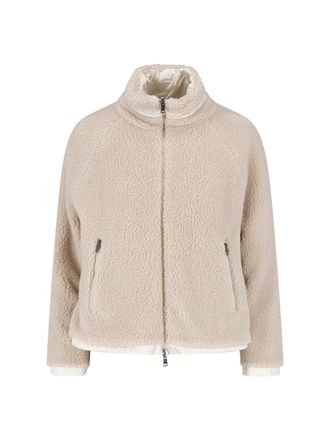 Herno Cream Teddy Reversible High-Neck Jacket