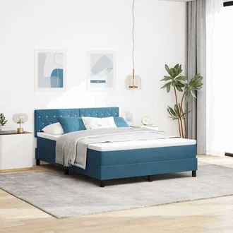 vidaXL Vidaxl Letto A Sorgente Led Con Led Blu Scuro 140 X 200 Cm Velluto