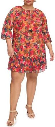 Vince Camuto Printed Chiffon Shift Dress in Red/Rust at Nordstrom Rack, Size 14W