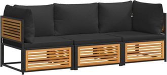 vidaXL Set De Sof&aacute;s De Jard&iacute;n Con Cojines 3 Pzas Madera Maciza Acacia Vidaxl