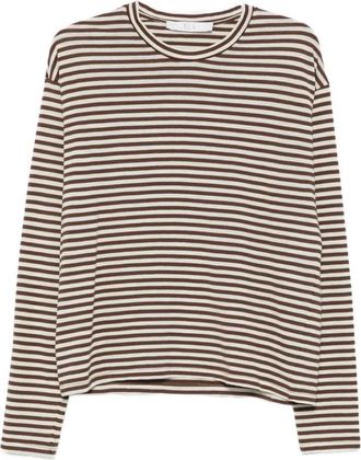 Tela Trui met ronde hals en strepen - Dames - Longsleeves - Bruin - S - Tops