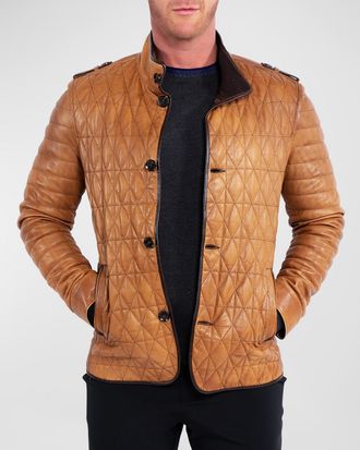 Maceoo Men & apos;s Leather Field Jacket