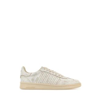 Dsquared2 Cracked Leather Low-Top Trainers - male - Dsquared2 - Sneakers - Beige - 10 1/2 UK - Shoes