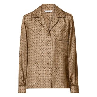 Max Mara Shirts, female, Brown, Size: XS Semi-fitted Printed Silk Shirt