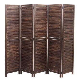 Hhg Hhg - Nunca Usado] Paravent 637, Biombo Separador De Ambientes, Aspecto Shabby Vintage, 170x205cm, Marr&oacute;n