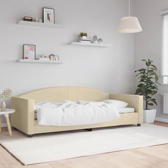 vidaXL Sof&aacute; Cama Sin Colch&oacute;n Tela Crema 90x200 Cm Vidaxl