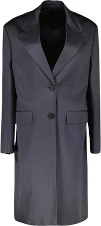Prada Klassieke Lange Jas - Dames - Mantel - Grijs - S - Katoen - Jassen