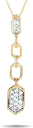 Luxury Bazaar 14K Yellow Gold 0.25ct Diamond Hexagon Necklace PN16342