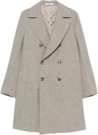 Tagliatore Arden Double-Breasted Coat - Heren - Mantel - Beige - XL - Leer - Jassen