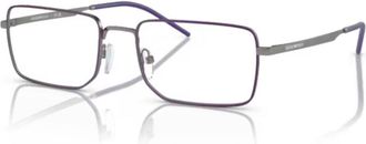 Emporio Armani 1153 Vista Rectangular Metal Frame Eyeglasses with Purple Tips