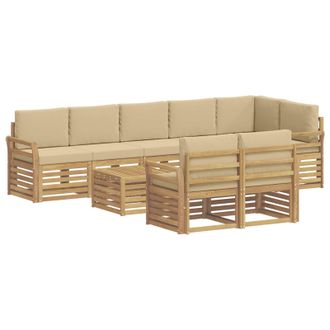vidaXL Conjunto De Sof&aacute;s De Exterior 9 Uds. Y Beige Poli&eacute;ster Vidaxl