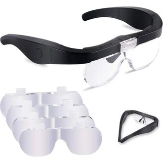 OEM Lupa Con 2 Led, Diadema Con Lupa, Auriculares Con Lupa Manos Libres Con 4 Lentes Intercambiables Para Lectura, Fabricaci&oacute;n De Joyas, Costura Y Manuali