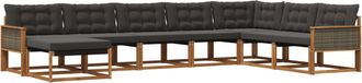 vidaXL Conjunto De Sof&aacute;s De Exterior 8 Uds. Natural Y Negro Vidaxl