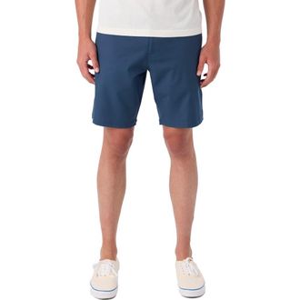 O'Neill Reserve Light Check 19-Inch Water Resistant Hybrid Shorts in Navy at Nordstrom, Size 33