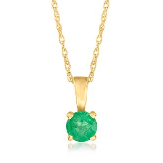 RS Pure by Ross-Simons Emerald Pendant Necklace in 14kt Yellow Gold