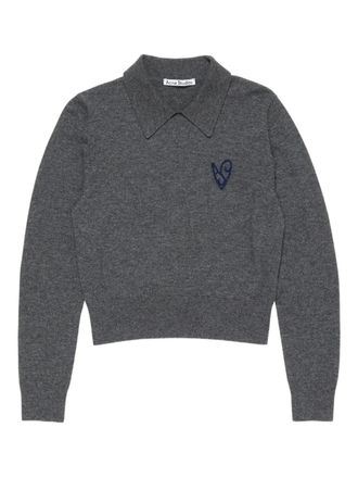 Acne Studios heart-motif polo-collar top - men - Fabric - S - Grey