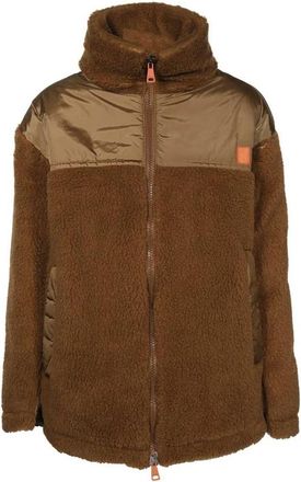 Max Mara Patch Fleece Jas met Print op de Rug - Dames - Jassen - Bruin - 2XS - Katoen - Jassen
