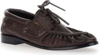 Saint Laurent Mens Boat Shoes Le Loafer Bateau Brown Loafers