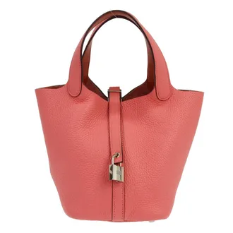 Herm&egrave;s Picotin Lock Clemence Pink Leather Handbag (Pre-Owned)