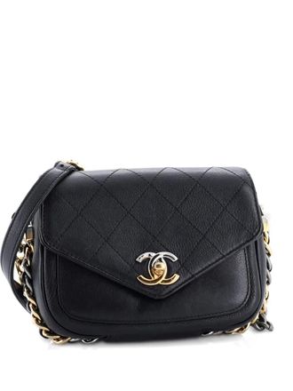 Chanel Two Tone Envelope Flap Bag Quilted Calfskin Small shoulder bag - Zwart