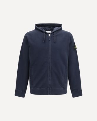 Stone Island Cotton Hoodie with zip and Compass logo Male M