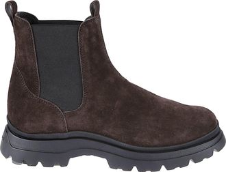 Hogan H692 Suede Calfskin Rugged Sole Chelsea Boots