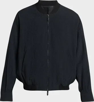 Giorgio Armani Men & apos;s Seersucker Full-Zip Bomber Jacket