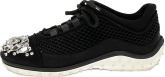 Miu Miu Sneakers in rete con decorazione in cristalli - Nero