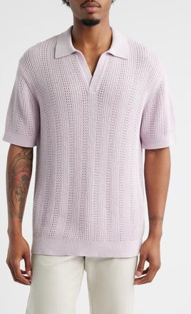 Open Edit Short Sleeve Polo Sweater in Purple Loft at Nordstrom, Size Xx-Large