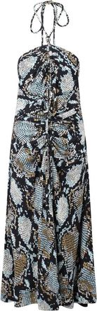 Proenza Schouler Slangenprint Midi-jurk met Halternek - Dames - Korte kleedjes - Veelkleurig - XS - Leer - Kleedjes