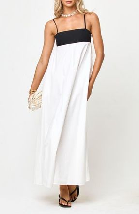 L*Space Raveena Cotton Cover-Up Maxi Dress in Black/Cream at Nordstrom, Size X-Small