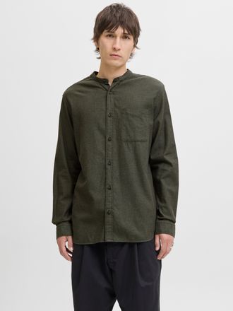 Jack & Jones Langarmhemd JACK & JONES JJEBAND MELANGE SHIRT L/S SN, Herren, Gr. XL, N-Gr, gr&uuml;n (rosin), Web, Obermaterial: 100% Baumwolle, regular fit, Hemden Lang