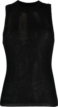 Low Classic Zwarte Gebreide Mouwloze Top - Dames - Tops zonder mouwen - Zwart - M - Tops