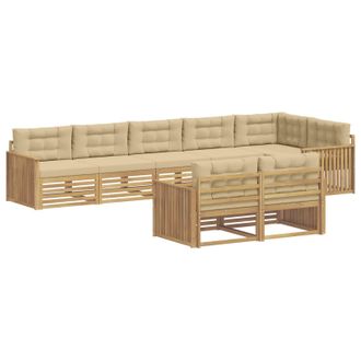 vidaXL Conjunto De Sof&aacute;s De Exterior 8 Uds. Y Beige Poli&eacute;ster Vidaxl