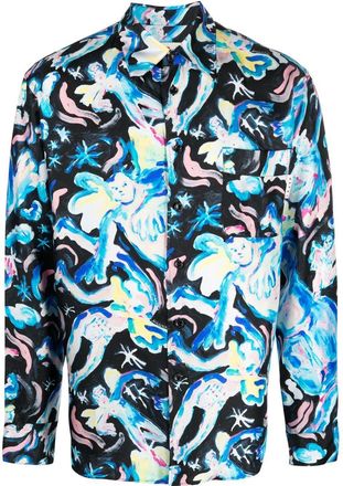 Marni illustration-print silk shirt - men - Silk - 46 - Black