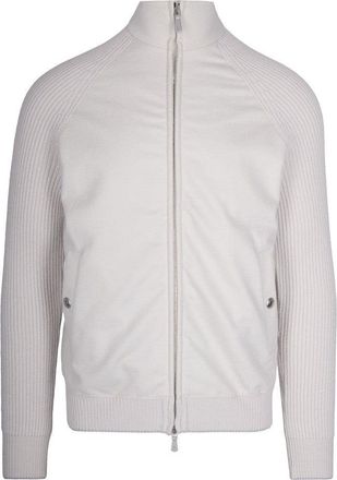 Eleventy Wool Jacket With High Collar And Ribbed Sleeves