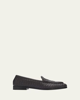 Bottega Veneta Silenzio Intrecciato Leather Loafers