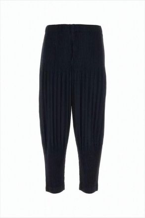 Homme Plissé Issey Miyake Pleated Black Jogger Pants With Elastic Waistband