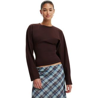 Cotton On Womens Blair Batwing Long Sleeve in Dark Oak at Nordstrom, Size Xx-Small