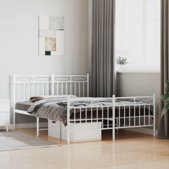 vidaXL vidaXL Giroletto con Testiera e Pediera Metallo Bianco 140x200 cm